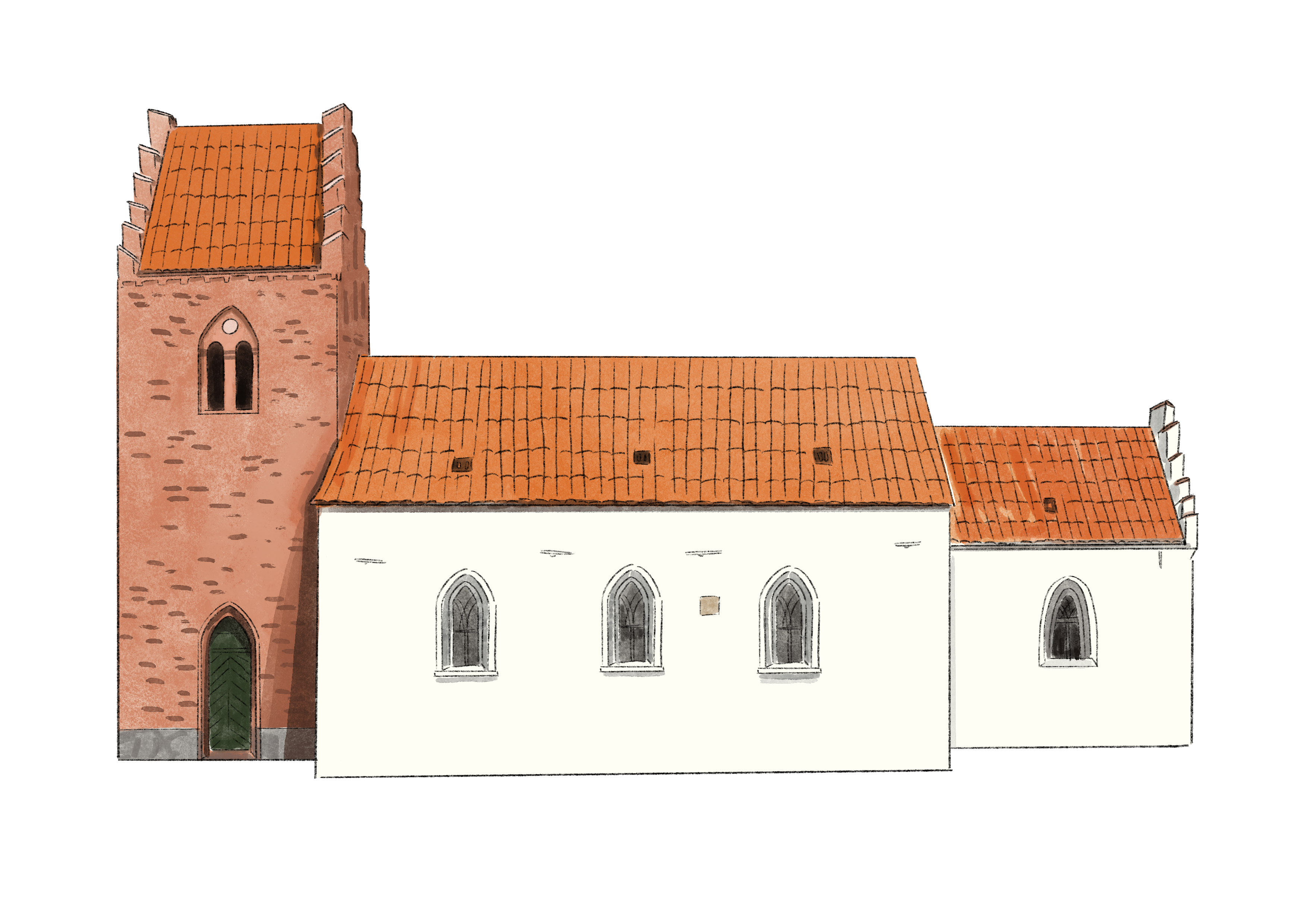 Illustrations af Lyndby Kirke